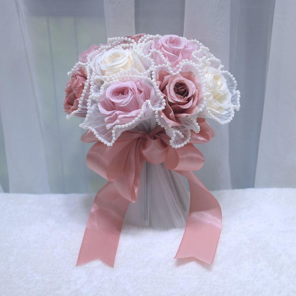Pearl Wedding Bouquets Romantic Bridal Bouquets Artificial Hand Bouquet  Ceremony Anniversary