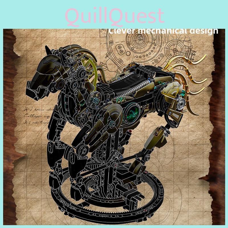 Механическая лошадь DIY пазл строительные блоки из АБС-пластика для детского подарка