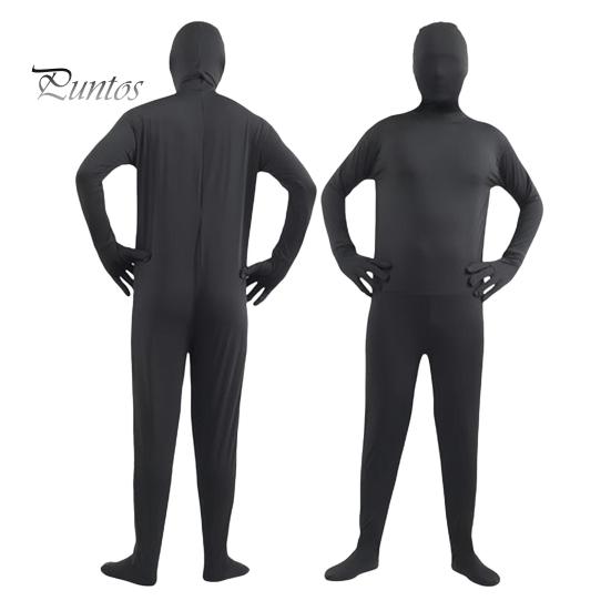 Комбинезон унисекс на Хэллоуин, облегающий, дышащий, с длинными рукавами, с капюшоном, эластичный, однотонный, невидимый комбинезон на молнии сзади, реквизит для вечеринки