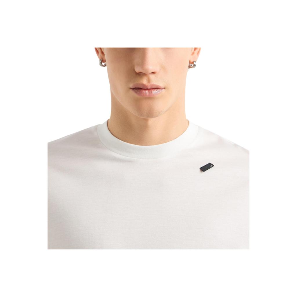 Emporio Armani Мужская футболка Lycra свободного кроя с коротким рукавом, круглым вырезом и спущенным плечом, Топы Белый EM001035-AF13747-U0003