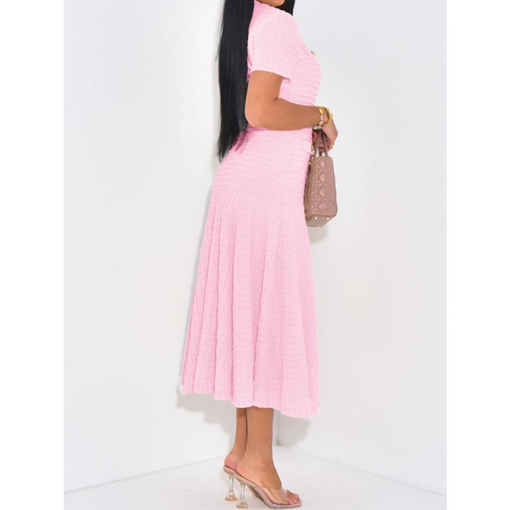 Облегающее вязаное платье с вырезами, коротким рукавом и кружевной отделкой, с акцентом на талии, длинное модное платье-свитер