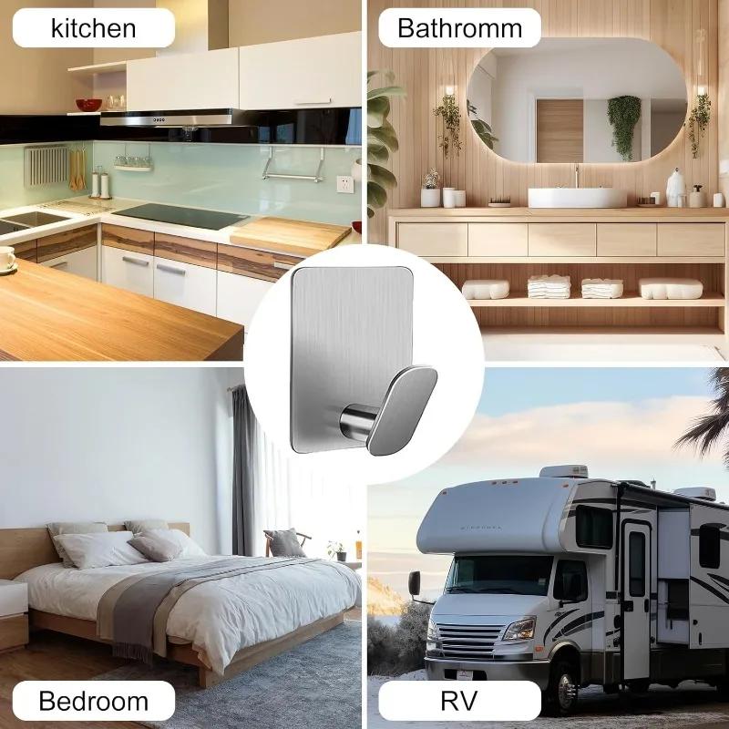 10/1 шт. Настенные крючки из нержавеющей стали Крючок для халата в ванной Самоклеящийся Держатель для ключей Вешалка для одежды Держатель для полотенец Кухонный Крючок для ванной Многоцелевой