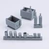 Royal Model Diorama Accessories Wooden Bottle Set Unpainted Resin Kit RM1037 1/16 Box/Canned Food/Glass (12 Pieces)