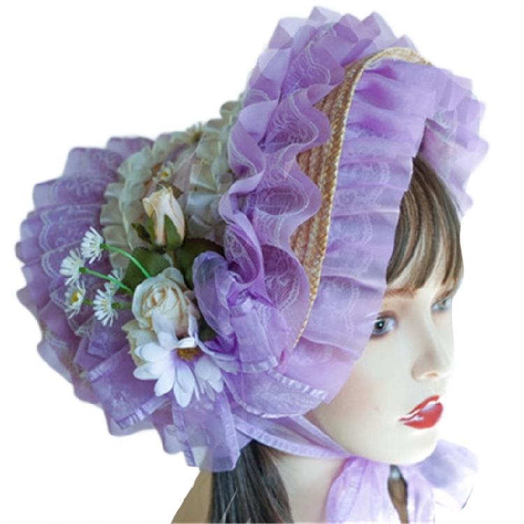 Кружевные fascinators для женщин, шляпа для чаепития, соломенная шляпа в стиле лолита, викторианский чепец