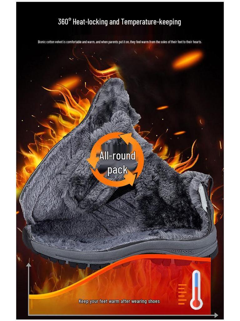 Теплые флисовые водонепроницаемые противоскользящие зимние ботинки для пожилых людей