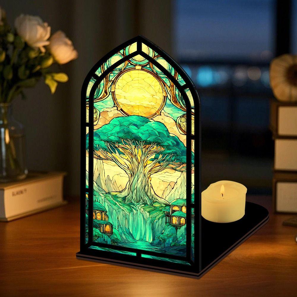 Multicolor Candle Holder Gothic Arch Design Tabletop Holder Bedroom Decor