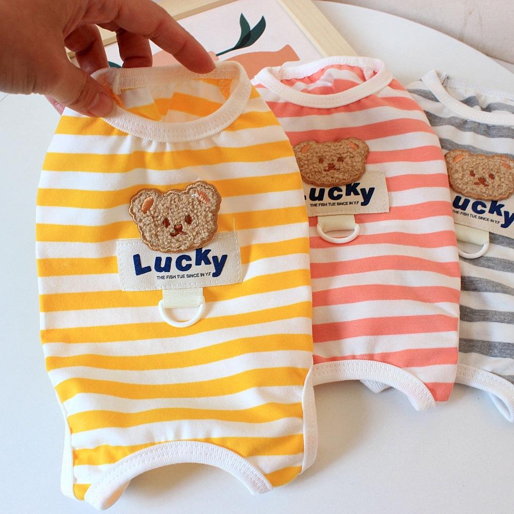 Cozy Stripe Pet Pajamas for Cats Gotas Summer Cat Dog Clothes with Buckle Sphynx Siamese kitten Pullovers mascotas Jumpsuit