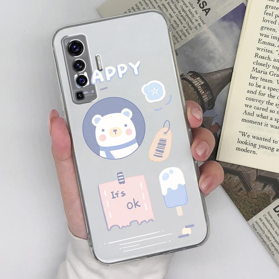 Чехол для Vivo X20 X21 X23 X27 X30 X5 X50 Lite X50 X60 X70 Pro + защитный прозрачный мягкий силиконовый чехол из ТПУ с милым мультяшным рисунком для бампера Vivo