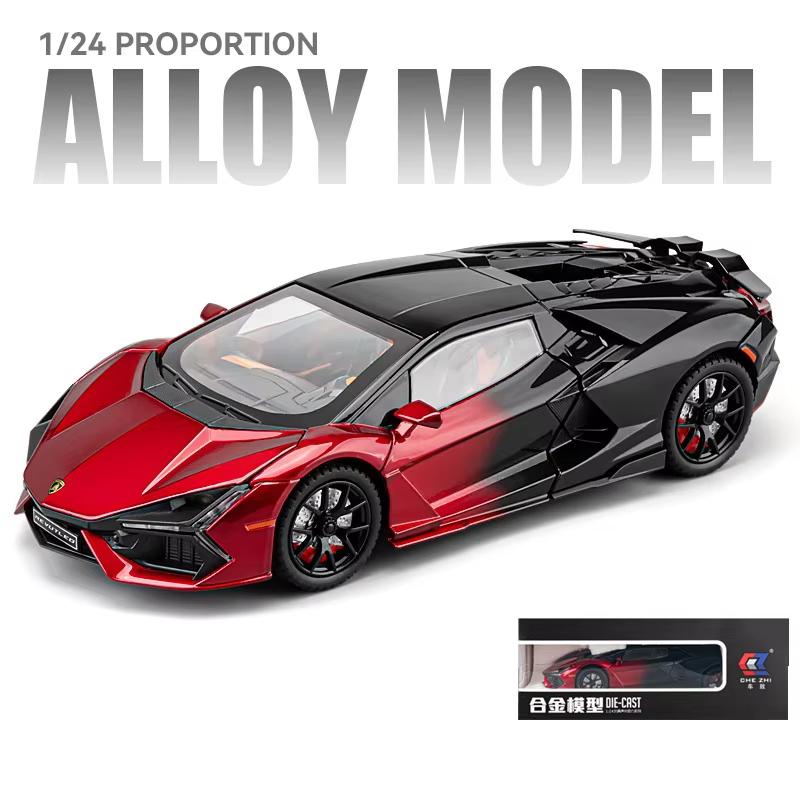 1:24 Lamborghini Revuelto Alloy Scale Car Model Die Литой металлический миниатюрный автомобиль Звук и свет Коллекция украшений Детская игрушечная машинка Подарок