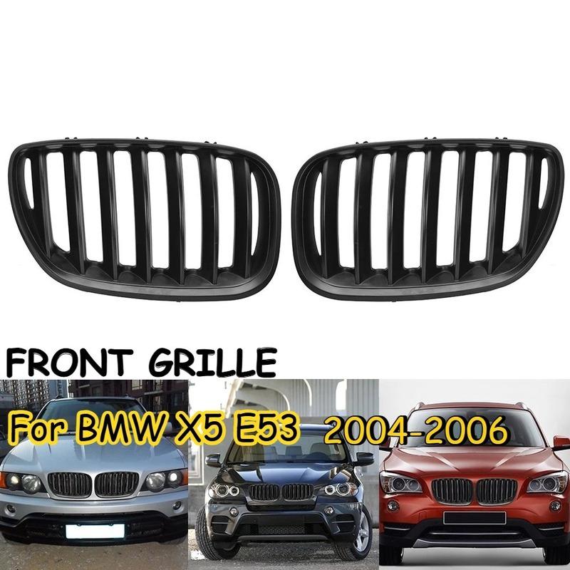 Для BMW E53 X5 LCI 2004 2005 2006 Высококачественные передние спортивные решетки-ноздри глянцево-черные Решетка капота Стайлинг автомобиля Заменяемый тип