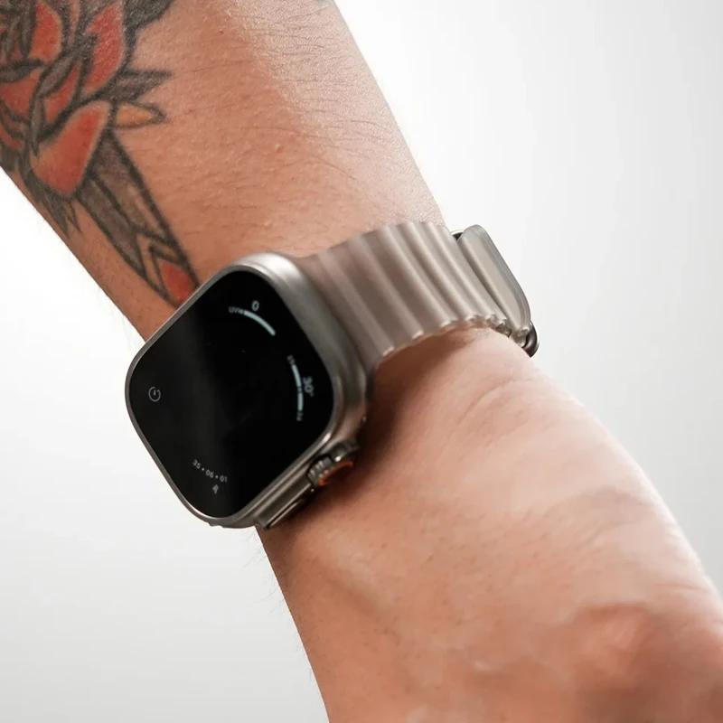 Оригинал 1:1 Полупрозрачный черный Ocean Band для Apple Watch Ultra4 Ремешки 49/44/40/45/41/42/46мм Браслет IWatch 12 11 10 9 SE 8 7