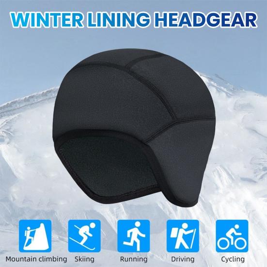 Cycling Helmet Liner Skull Fall Winter Eyeglasses Hole Warm Thick Fleece Stretch Outdoor Riding Helmet Protector Brimless Beanie Headgear
