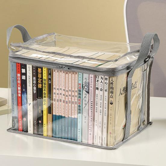 Multifunctional Storage Box Foldable Book Box with Handle Zipper Closure Waterproof Toy Box Transparent Storage Case