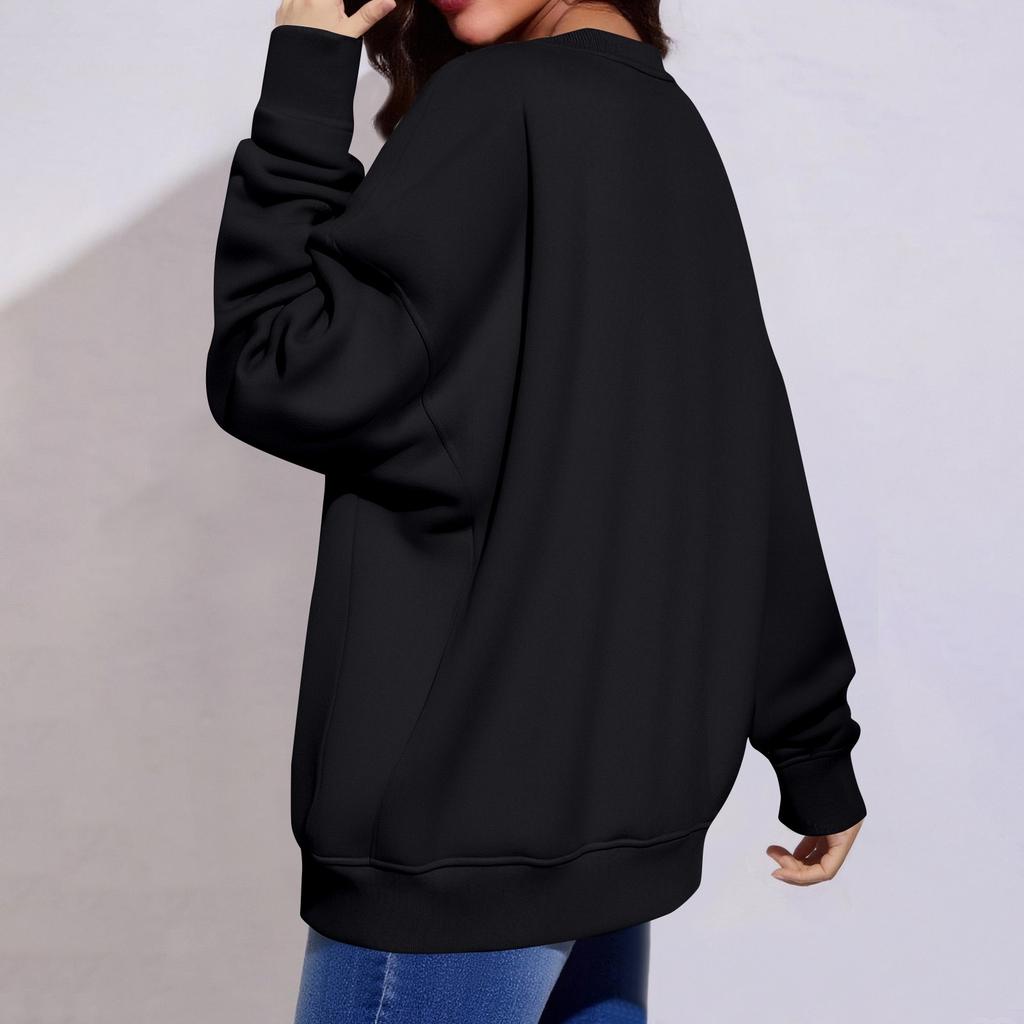 Женский свободный спортивный свитшот с круглым вырезом, с длинным рукавом, повседневный топ, пуловер