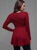 Rosegal Plus Size Футболка с длинными рукавами и оборками на шнуровке и люверсами в цветных блоках