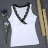 Сексуальные кружевные женские топы-майки с V-образным вырезом и без рукавов, летние майки-топы, блузка для стильного комфорта