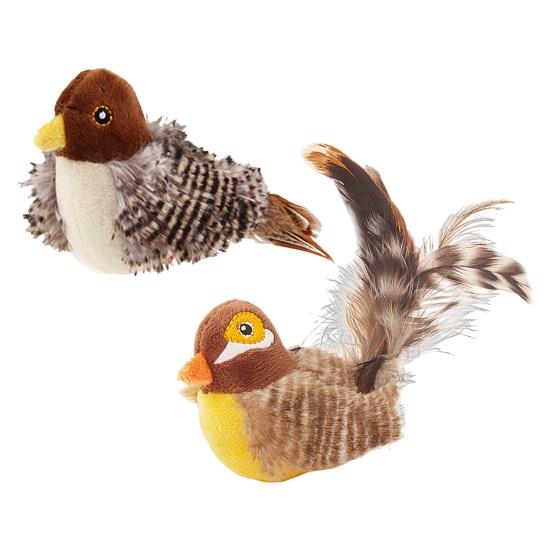 Интерактивная игрушка для кошек «Щебечущая птичка», активируемая прикосновением, игрушка для котят, пищащая игрушка для кошек с перьевым хвостом, плюшевая игрушка-дразнилка в виде птички для домашних кошек