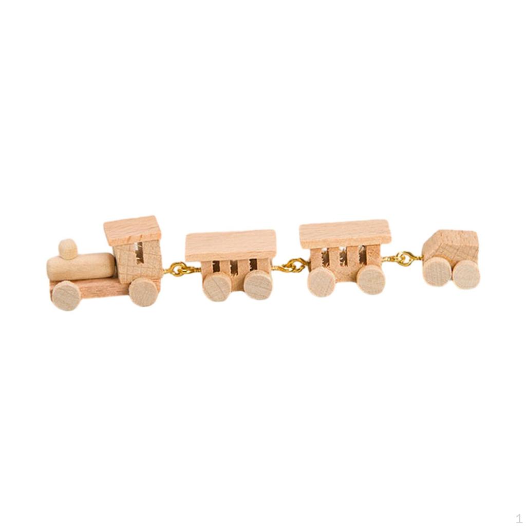 1/12 Dollhouse Mini Wooden Train Toy Miniature Wood Model Locomotive for Accessories