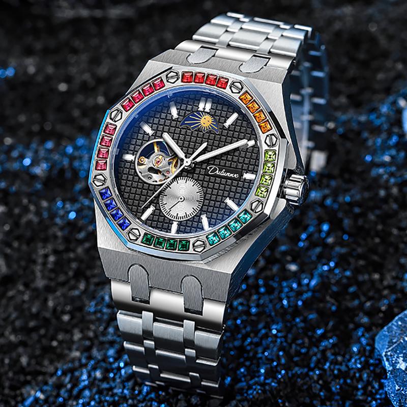 Fashion New Luxury Mechanical Watches Rainbow Drill Hollow Design Fully Automatic Mechanical Automatic Watch
