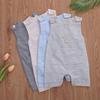 Newborn Baby Boy Romper One-pieces Buttons Striped Jumpsuit Cotton Linen Playsuit Sleeveless Clothes Outfits 0-18M