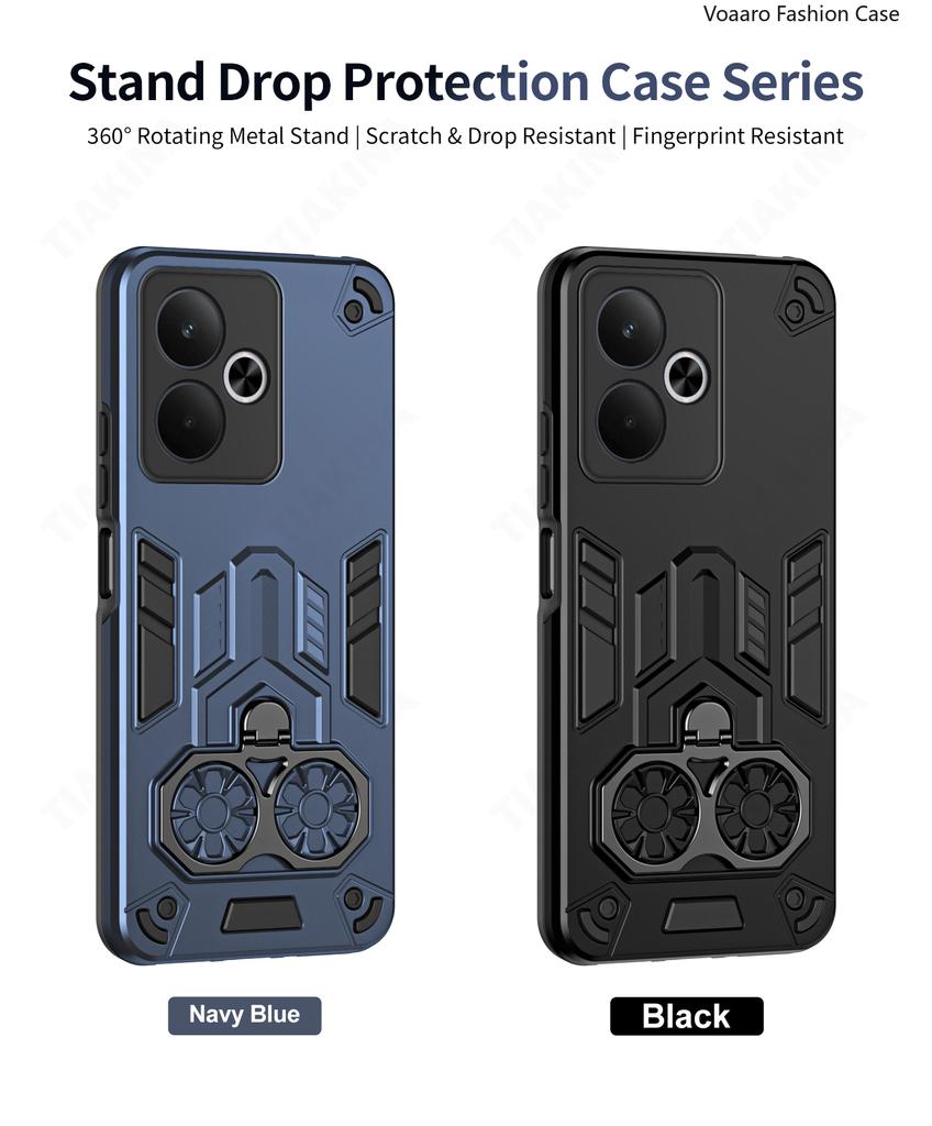 Dual Finger Ring Armor Cover for OPPO Realme 14T 5G Case for Realme 14T Rotate Metal Bracket Kickstand Holder Case Capa