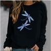 Новая женская толстовка с капюшоном European Dazzle Dragonfly Printed Crew-neck Hoodie Sweatshirt Streetwear Women Aesthetic