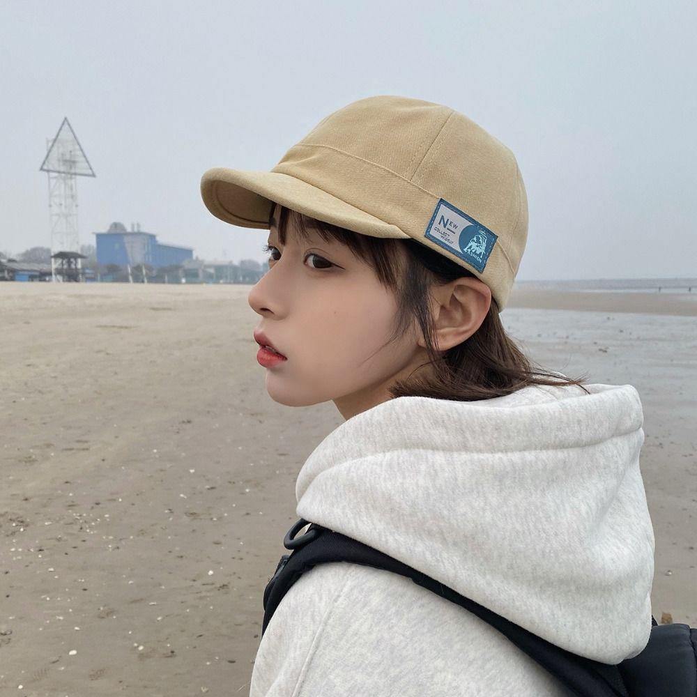 Japanese Style Short Brim Baseball Cap Solid Color Peaked Cap Casual Sunscreen Sun Hat  Sports