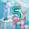 Mermaid Shell Themed Balloon Set with Numbers 1-9th Blue Purple Pink Latex Foil Balloons for Girl Princess Birthday Party Decor