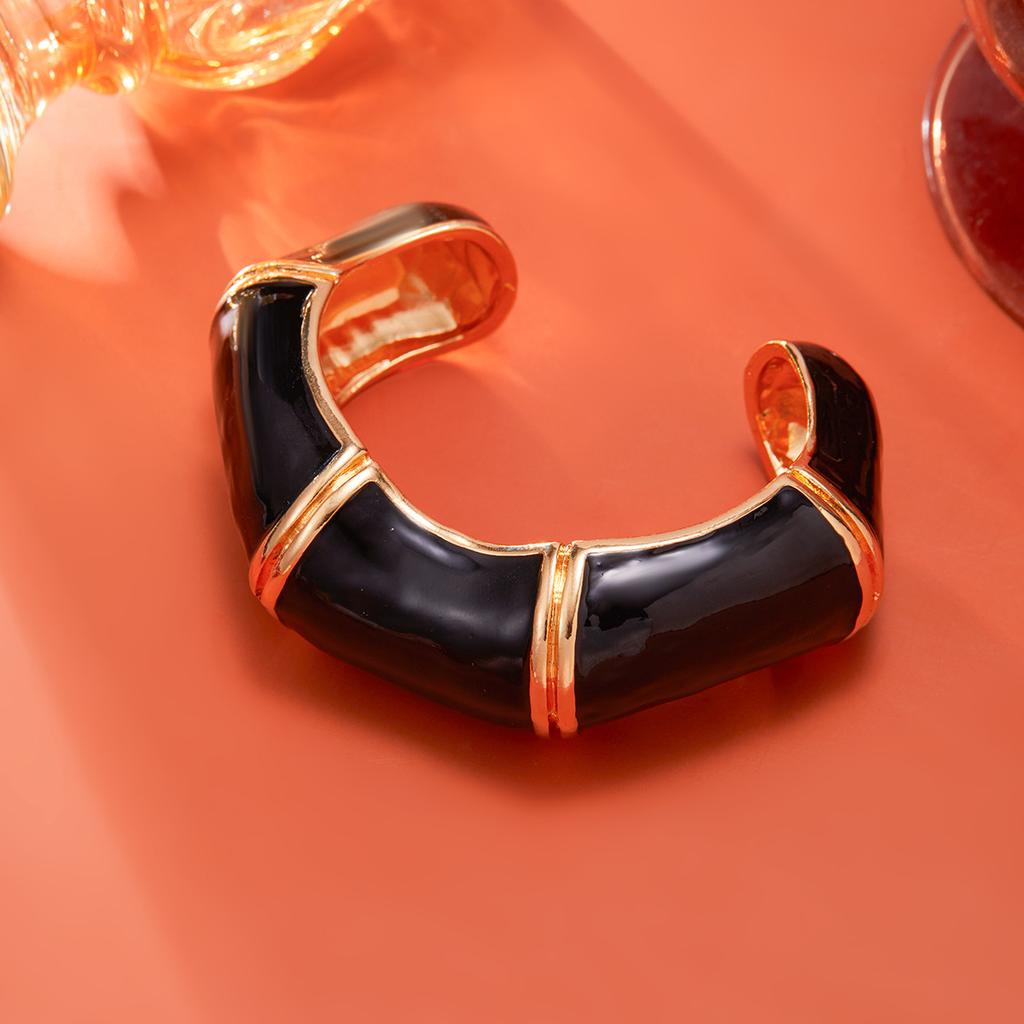 Ретро эмаль капает масло открытые массивные открытые браслеты для женщин панк нерегулярные акриловые смолы бамбуковые наборные браслеты манжеты для пары геометрические украшения для рук