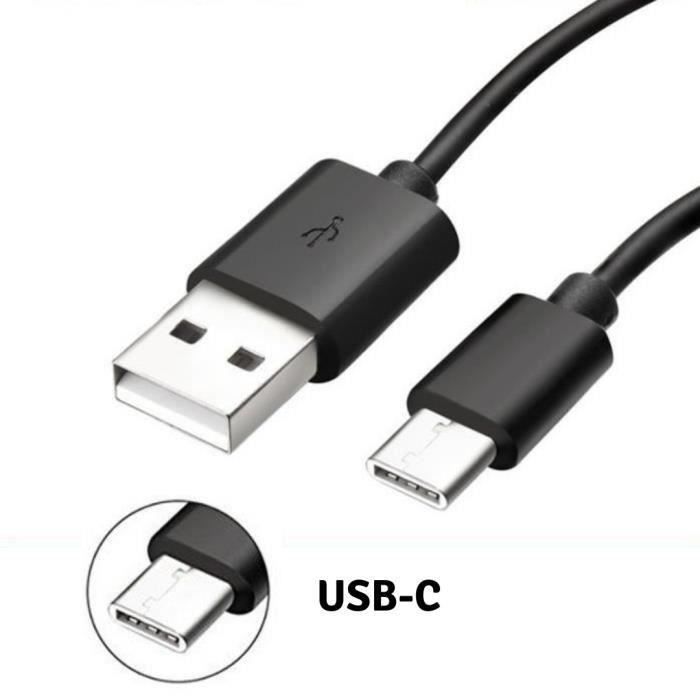 Câble USB-C - Phonillico - 1 Métre - Chargeur Secteur 2A - Compatible Samsung Galaxy S10 S10+ S10E