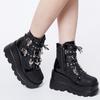Модные женские ботильоны на платформе с танкеткой 2024 года, осень-зима, готическая уличная удобная модная крутая женская обувь, мотоциклетные ботинки, большой размер 43