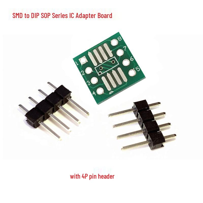 SOP8 SMD to DIP Adapter Board with SSOP8/TSSOP8 Compatibility, 0.65/1.27mm Pitch, Includes Pin Headers