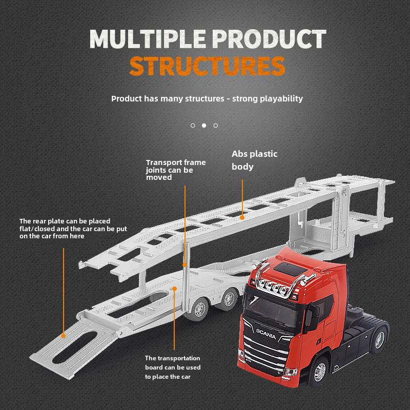 Модель контейнеровоза Scania из сплава - Двухъярусный полуприцеп-игрушка