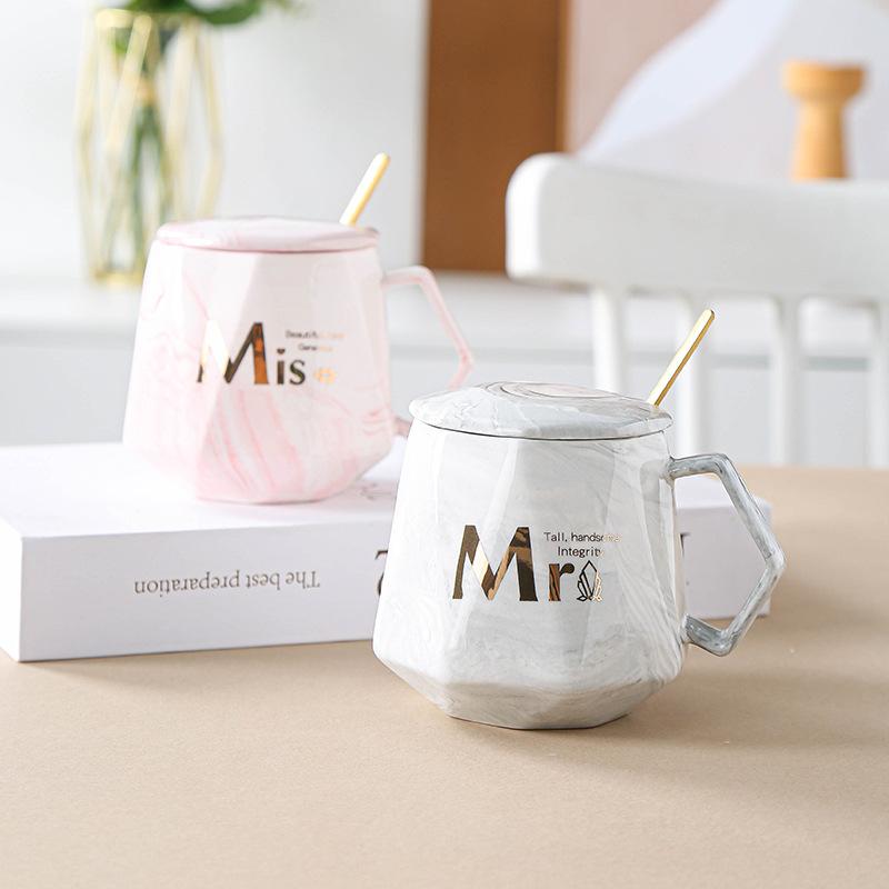 Ceramic Mug, Diamond Cup, Water Cup, High-end Gift Box Set, Souvenir Wedding Gift, Business Couple Coffee Cup