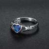 S925 Silver Ring Personalized Retro Heart-shaped Gemstone Student Ring Claddagh Series Student Ring