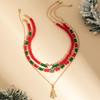 European and American Beaded Snowman Choker Necklace - Women's Imitation Crystal Christmas Gift Jewelry