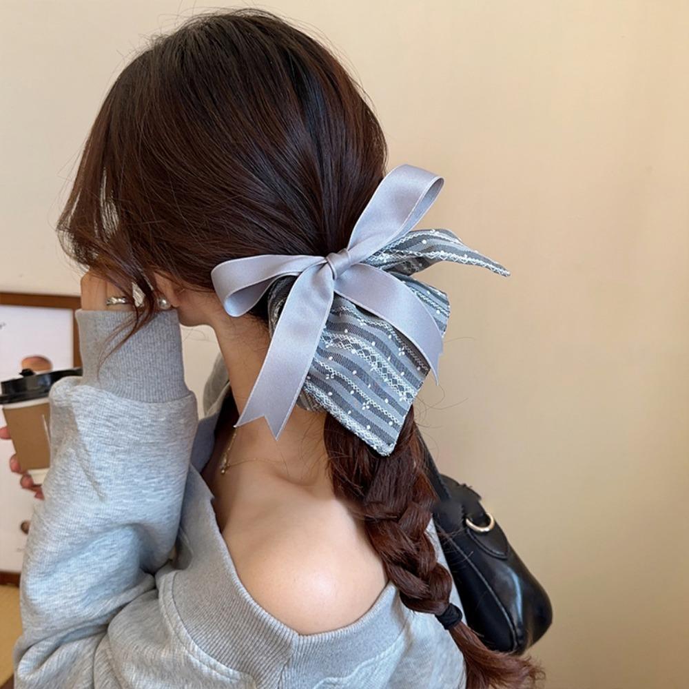 Elastic Plaid Silk Ribbon Scrunchies Korean Style Large Intestine Hair Ring Daily