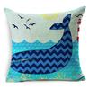 Exquisite 18" Blue Sea Animal Cotton Linen Cushion Cover For Stylish Living Spaces