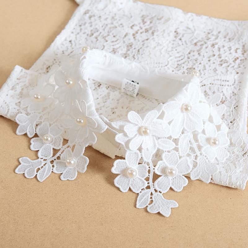 Elegant Lace Collars For Women Shirt Fake False Collar With Beads White Detachable Collar For Women Half Shirt Col Nep Kraagie