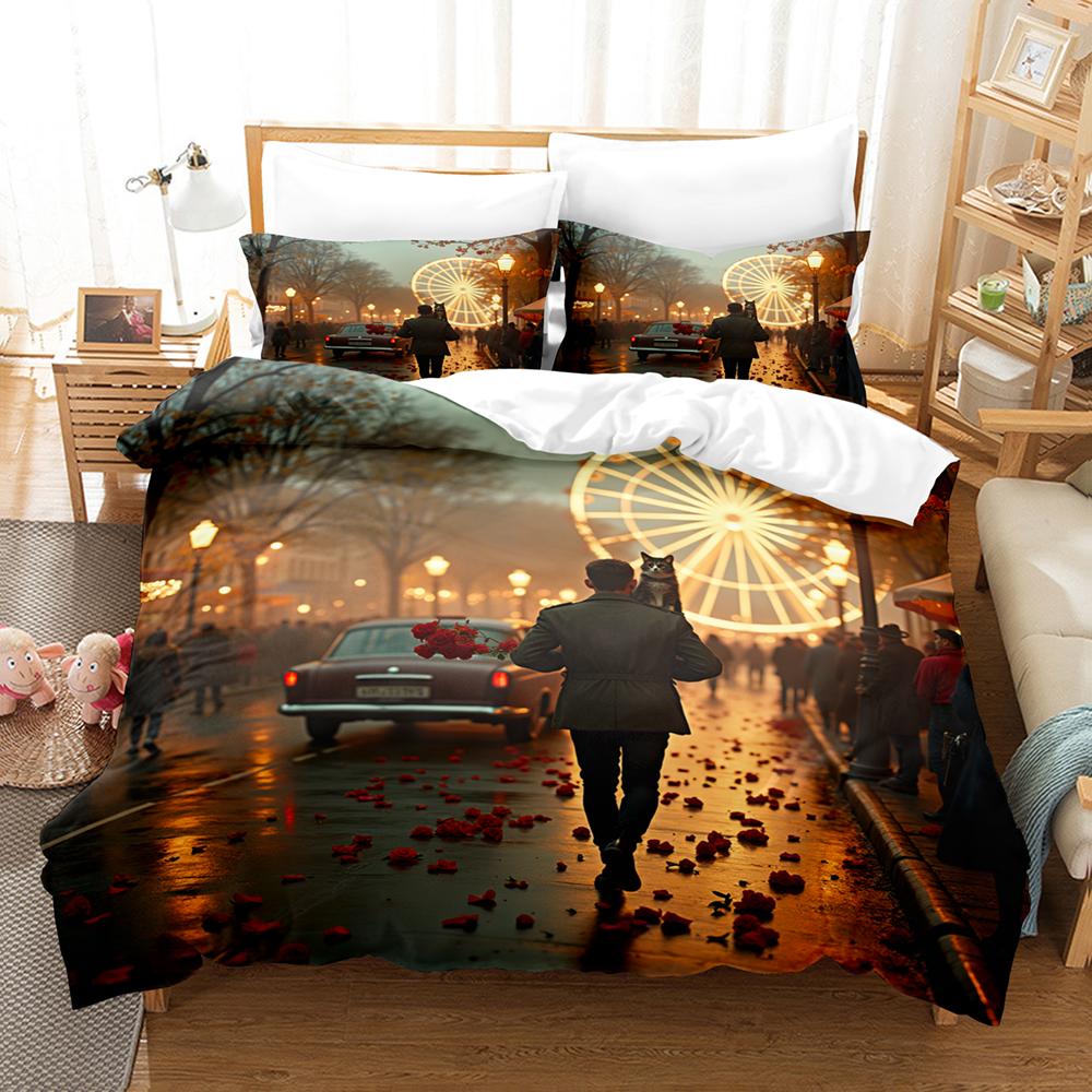 Пододеяльник на День святого Валентина Автомобиль Розово-красный Комплект постельного белья С Новым годом Покрывало Праздничные подарки Декор спальни парня