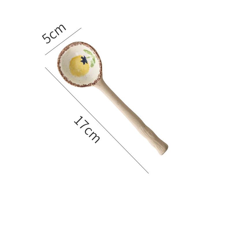 Керамическая маленькая суповая ложка в японском стиле, керамическая ложка, ложка с длинной ручкой, милая креативная ложка для риса для дома, кухонная посуда