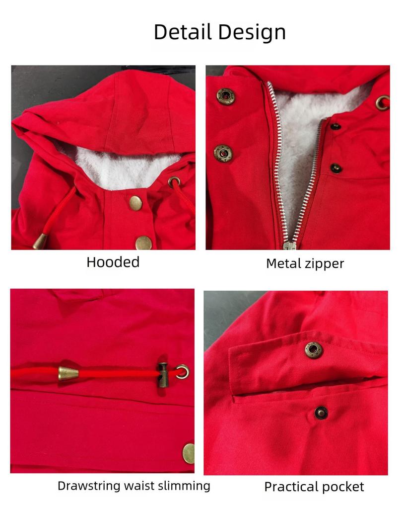 Горячая зимняя распродажа: Женское утягивающее пальто с капюшоном из плотного бархата и хлопка