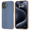 For iPhone 16 Case Electroplating Phone Cover Carbon Fiber Texture PU+TPU Protective Case - Green
