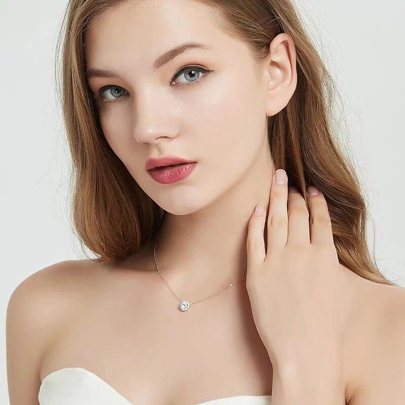 Ожерелье из настоящего муассанита для женщин 0,5-2 CT VVS1 с блестящим муассанитом и бриллиантом Halo, подвеска, ожерелья, подарок на годовщину