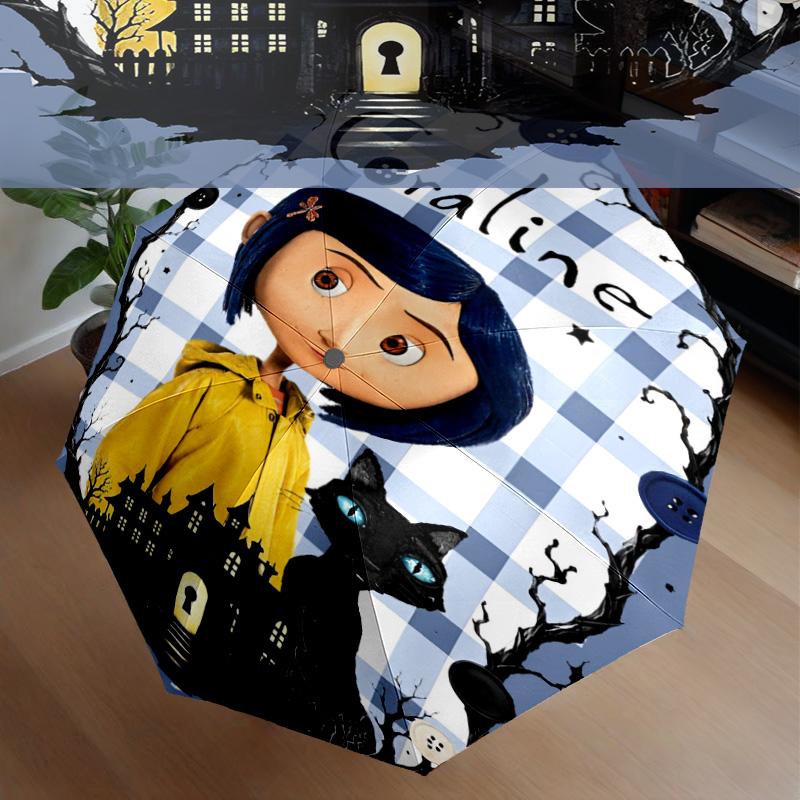 Mystery Coraline's World Umbrella 8-Frame for Travel, Camping, Casual Lightweight Portable Umbrella, Essential for Every Family Holidays Gift