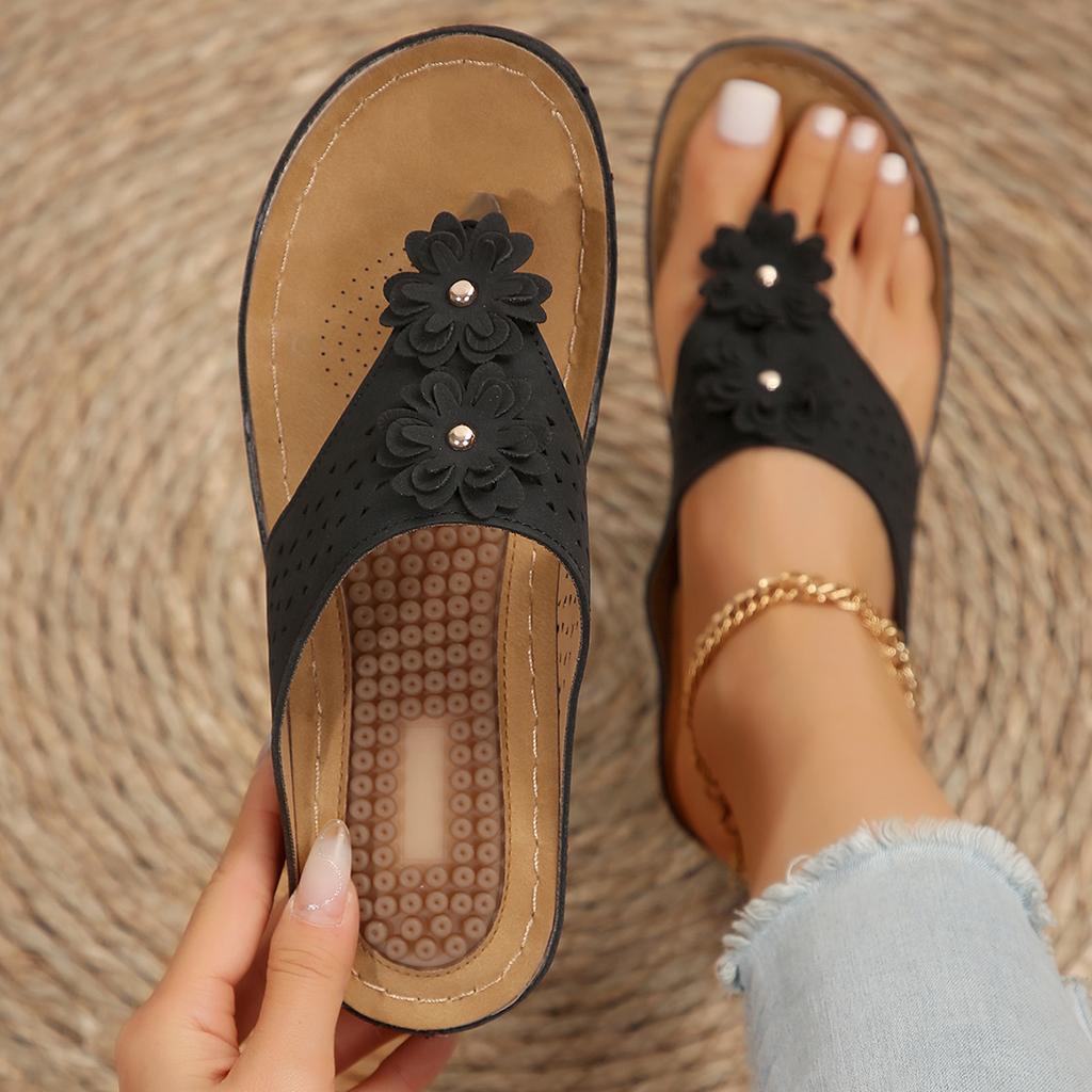Fashion Women Slippers Outdoor Flip Flops Summer Beach Wedge Sandals Casual Flower Slippers Non-slip Platform Walking Shoes Slides Women