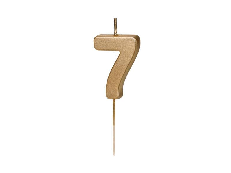 Świeczka Urodzinowa Cyferka 7, Złota, 5,5Cm