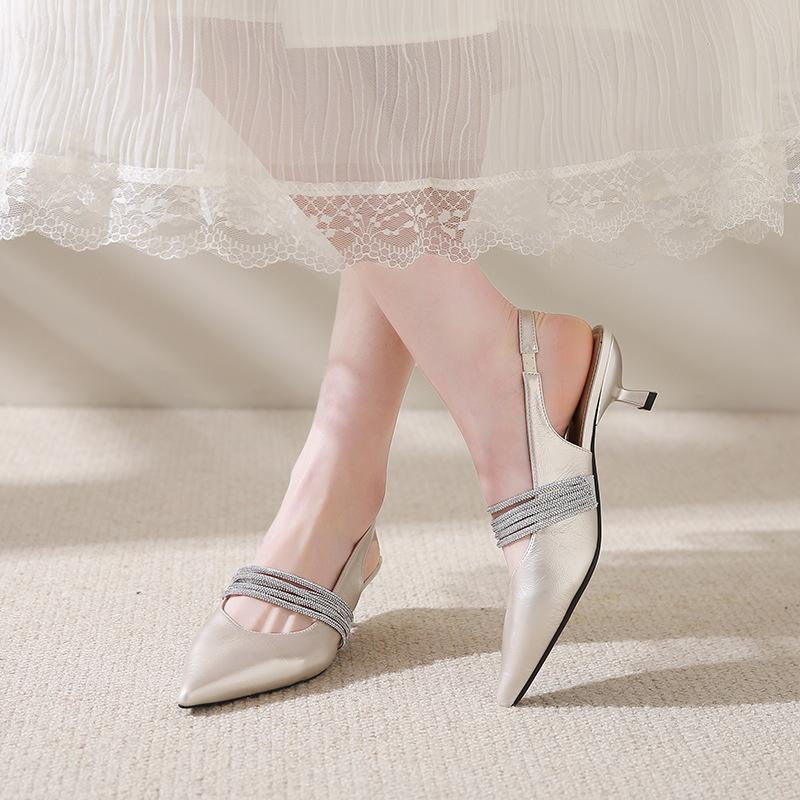 Модные темпераментные босоножки на тонком каблуке со стразами, женские летние новые туфли-лодочки в стиле знаменитостей высокого класса