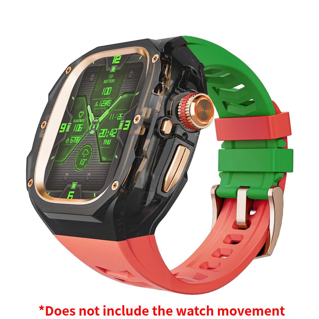 Роскошный мод-комплект для Apple watch Ultra 3/2/1 49 мм Спортивный резиновый ремешок+чехол для Iwatch ultra 49 мм Прозрачный ледяной чехол Комплект для переделки