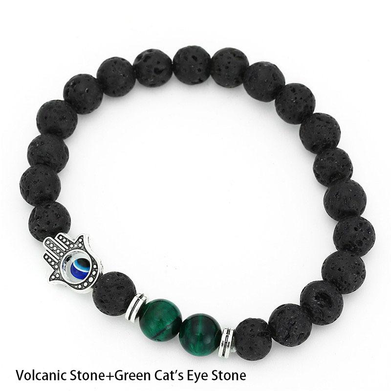 Мужские браслеты из бисера, лава, говлитовый камень, эластичный браслет Фатимы Хамсы, браслет-подвеска на руку Мала, браслет от сглаза